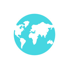 World Planet Earth blue icon. Flat style. Vector illustration isolated on white.