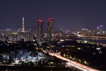 Fototapeta na wymiar Night view near the Han river in Seoul, Korea.