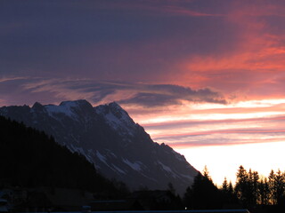 mystic mountain grimming at sunset