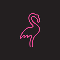 Fototapeta premium Flamingo one line cute vector illustration icon