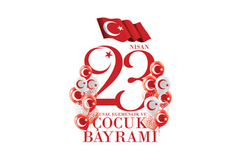 vector illustration of the cocuk baryrami 23 nisan , translation: Turkish April 23 National Sovereignty and Children's Day, graphic design to the Turkish holiday, kids icon, children logo.