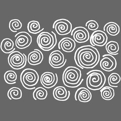 Curls texture. Drawn by hand with pen and ink. Isolated on gray background, vector illustration. Can be used in your projects in banners and posters. Cartoon. Drawn in a doodle style. 