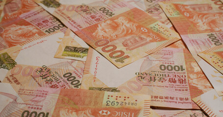 Hong Kong thousand dollar paper banknote