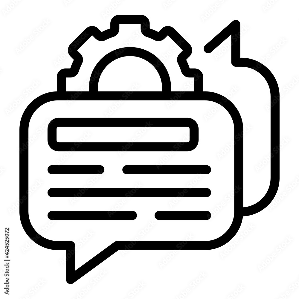 Poster gear system chat icon. outline gear system chat vector icon for web design isolated on white backgro