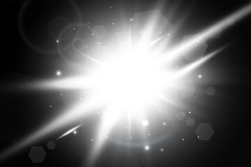 Abstract golden front sun lens flare translucent special light effect design. Vector blur in motion glow glare. Isolated transparent background. Decor element.