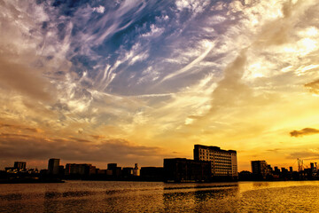 Dramatic Sunset over River