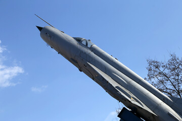 combat aircraft fighter on a pedestal