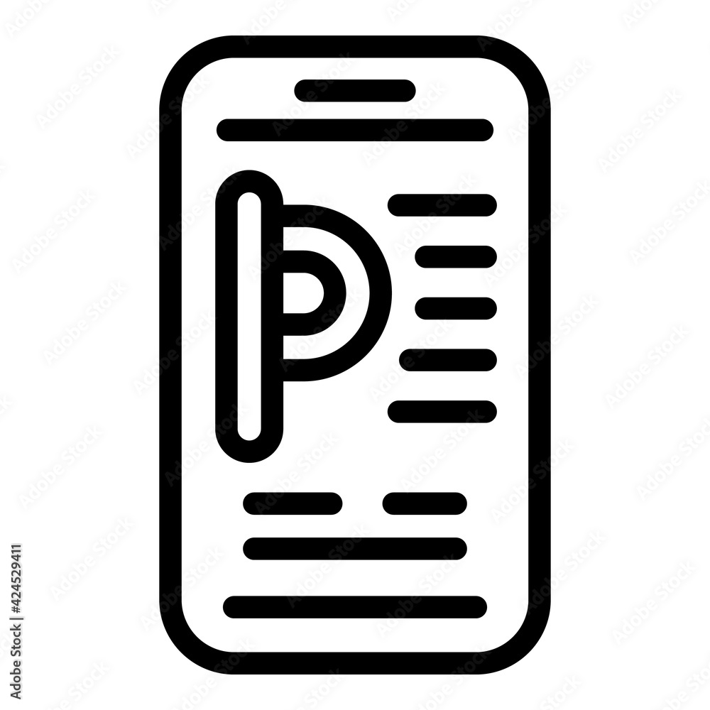 Poster parking app icon. outline parking app vector icon for web design isolated on white background