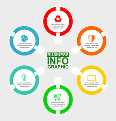 Modern design infographic vector template for presentation, chart, diagram, business concept with 6 options