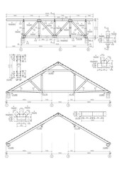 Detailed architectural plan of roof beams and plates, vector © Free_styler