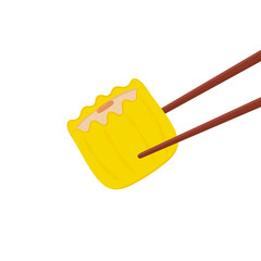 Shumai vector. Shumai in Chinese food. Chopsticks vector.