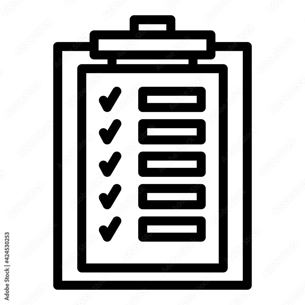 Poster technical check list icon. outline technical check list vector icon for web design isolated on white