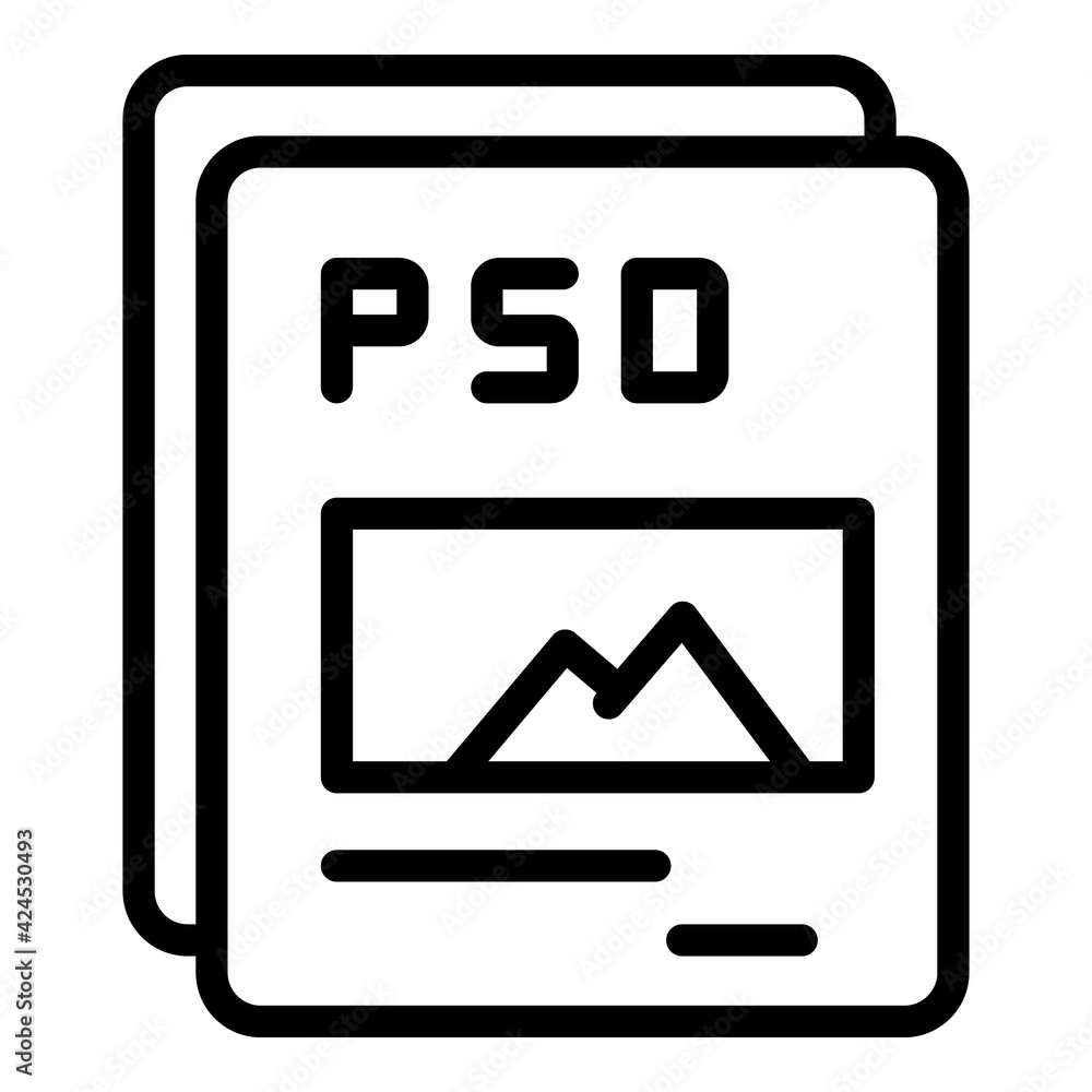 Poster psd document icon. outline psd document vector icon for web design isolated on white background