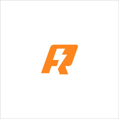 letter R bolt logo design vector sign