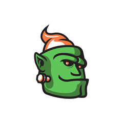 illustration of head monster on white. smile face monster.