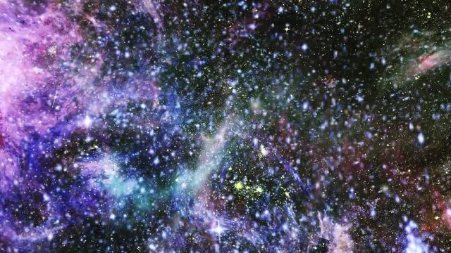 moving nebula clouds float in the universe