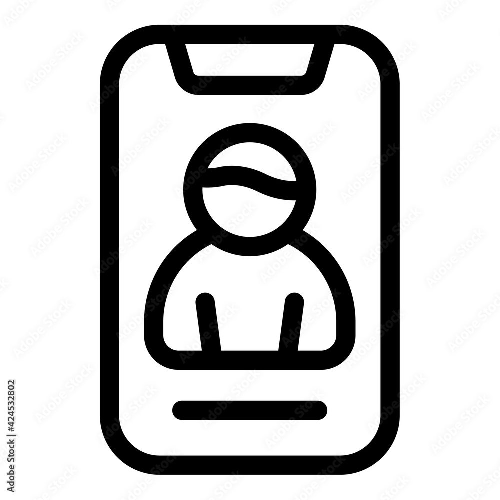 Poster phone user icon. outline phone user vector icon for web design isolated on white background