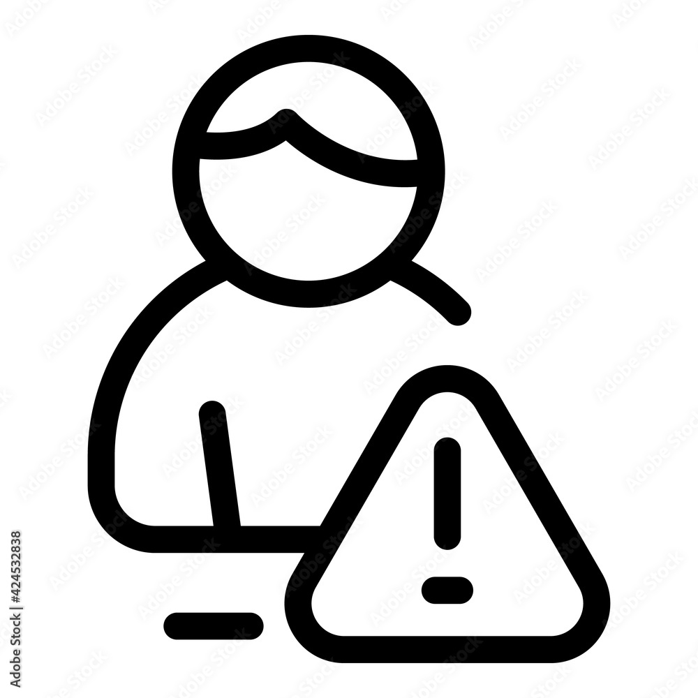 Poster warning user icon. outline warning user vector icon for web design isolated on white background