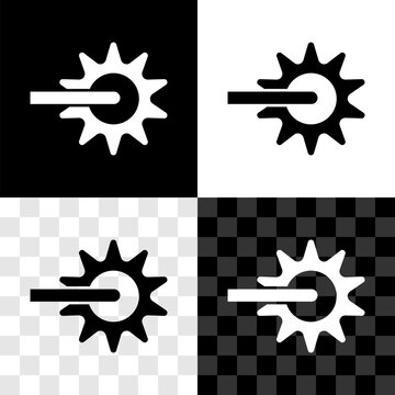 Set Cowboy horse riding spur for boot icon isolated on black and white, transparent background. Vector