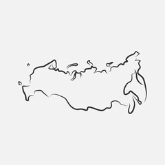 Russia map in line style. Vector illustration.