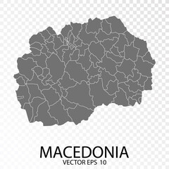 Transparent - High Detailed Grey Map of Macedonia. Vector Eps 10. - obrazy, fototapety, plakaty