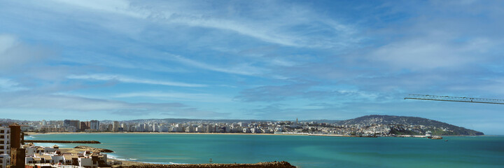Tangier city beach in Tangier, Morocco. Tangier is a major city in northern Morocco. Tangier...