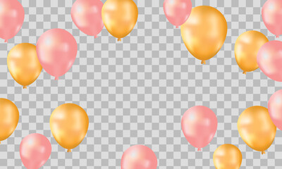 Happy Birthday balloons White celebration transparent background