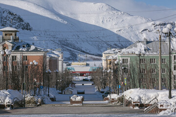 Northern spring city winter landscape