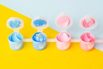 multi-colored paints for painting. Art concept. Painting and hobbies