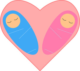 Brother and sister babies siblings day illustration