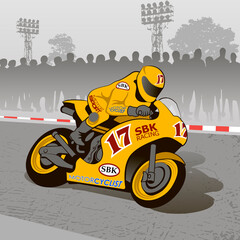 Vector motorcyclist on a bike