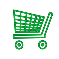 Shopping cart icon isolated on white background. Color shop trolley pictogram. Logo for the shopping center. Online store sign. Ecommerce symbol. Simple flat design style. Stock vector illustration