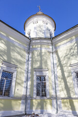 Obraz premium Exterior of the Cathedral of the Nativity of the Virgin. Built in 1707. Architectural monument. Marfino, Russia