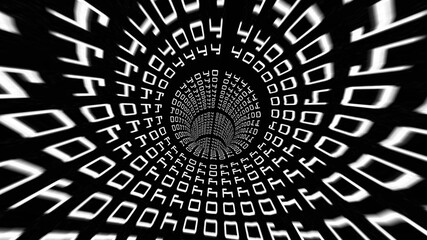 Driving Through Binary Data Tunnel 3d illustration
