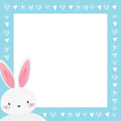 Cute Bunny Frame, Happy Easter Background, Easter Background, Easter Sunday Bunny, Church Background, Easter Greeting Card, Adorable Bunny Rabbit, Animal Vector Illustration Background