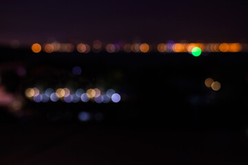 Night twilight blurred light bokeh reflecting on the surface water abstract background.