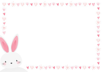 Cute Bunny Frame, Happy Easter Background, Easter Background, Easter Sunday Bunny, Church Background, Easter Greeting Card, Adorable Bunny Rabbit, Animal Vector Illustration Background