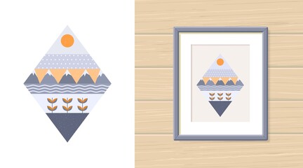 Abstract landscape of geometric shapes. Vector illustration