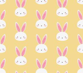 Cute Bunny Pattern, Easter Bunny Pattern, Bunny Background, Happy Easter Background, Rabbit Pattern, April Holiday, Cute Animal Pattern, Wild Animal Icon, Vector Background