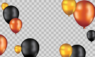 Gold balloons, concept design. vector illustration. Celebration transparent background template