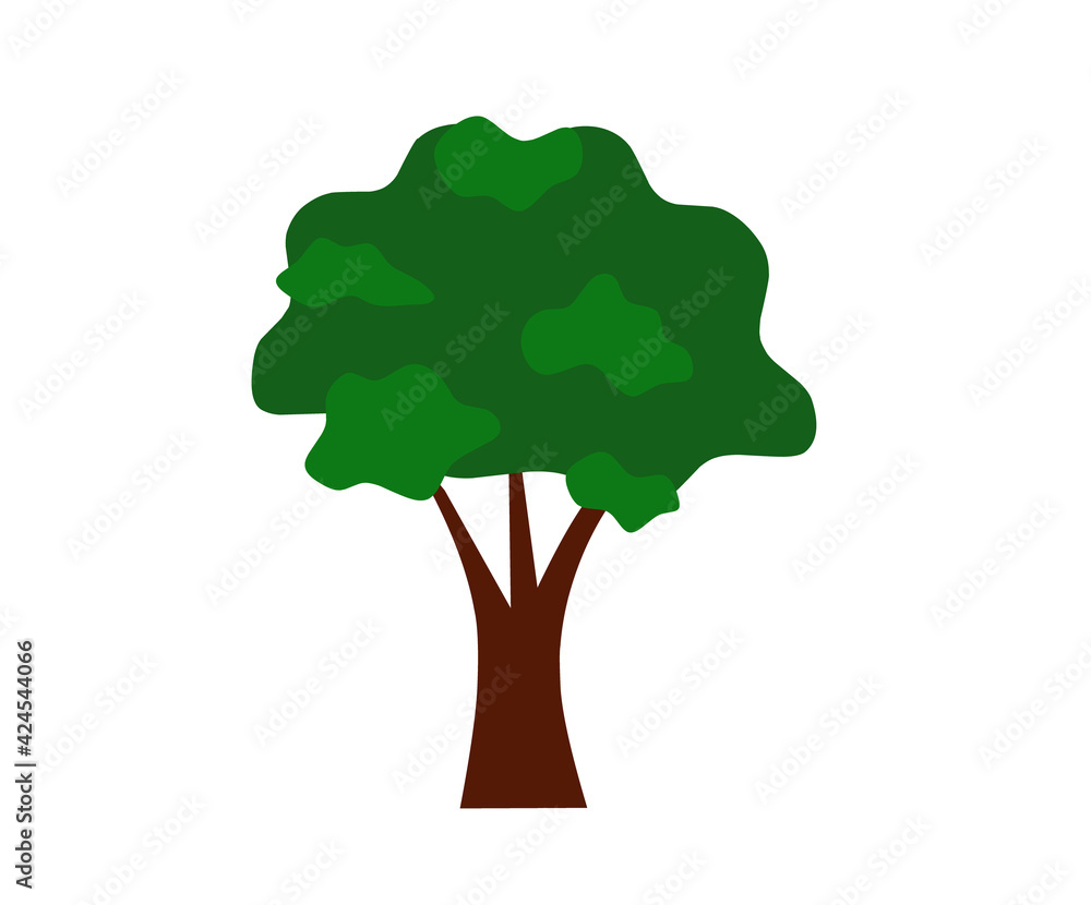 Poster new cartoon style tree icon isolated on white background can use like design element