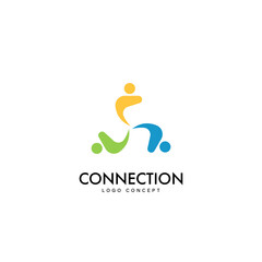 Creative Colorful Connection Three People Concept Logo Symbol Design Template Flat Style Vector