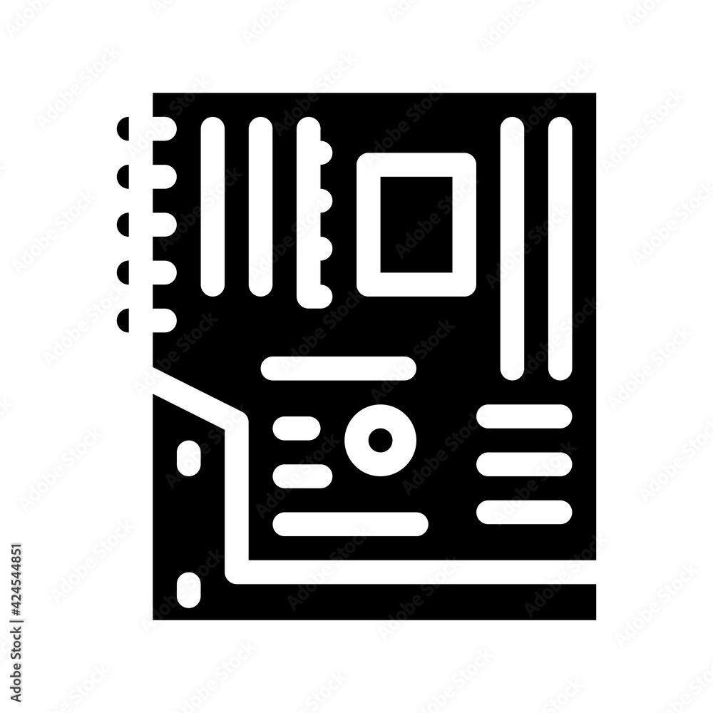 Poster mainboard motheboard computer part glyph icon vector. mainboard motheboard computer part sign. isola