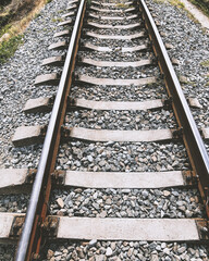 Naklejka premium Perspective of the railway track, toned. 