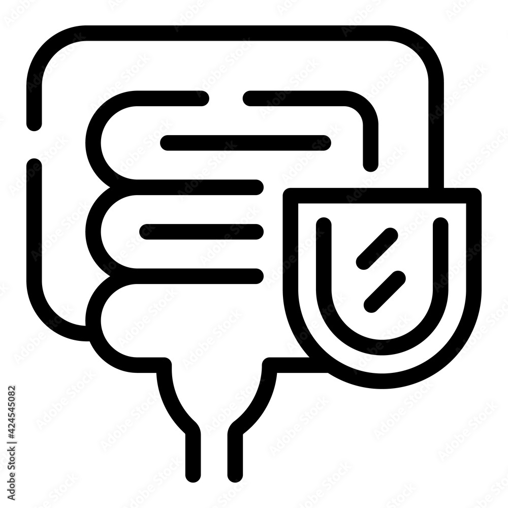 Poster intestine shield icon. outline intestine shield vector icon for web design isolated on white backgro