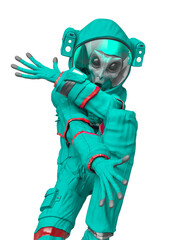 alien astronaut on street dance pose