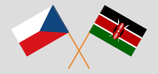 Crossed flags of Czech Republic and Kenya. Official colors. Correct proportion