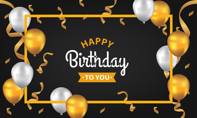 Happy Birthday background with illustrations balloon