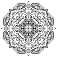 Coloring mandala for adults with oriental circular ornament.