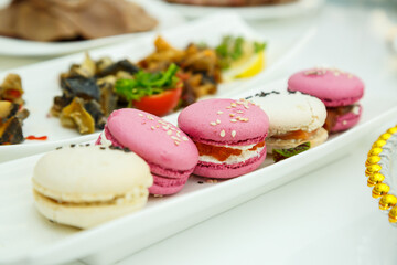 Delicious dish on the buffet table. Cold appetizers from the chef for the celebration